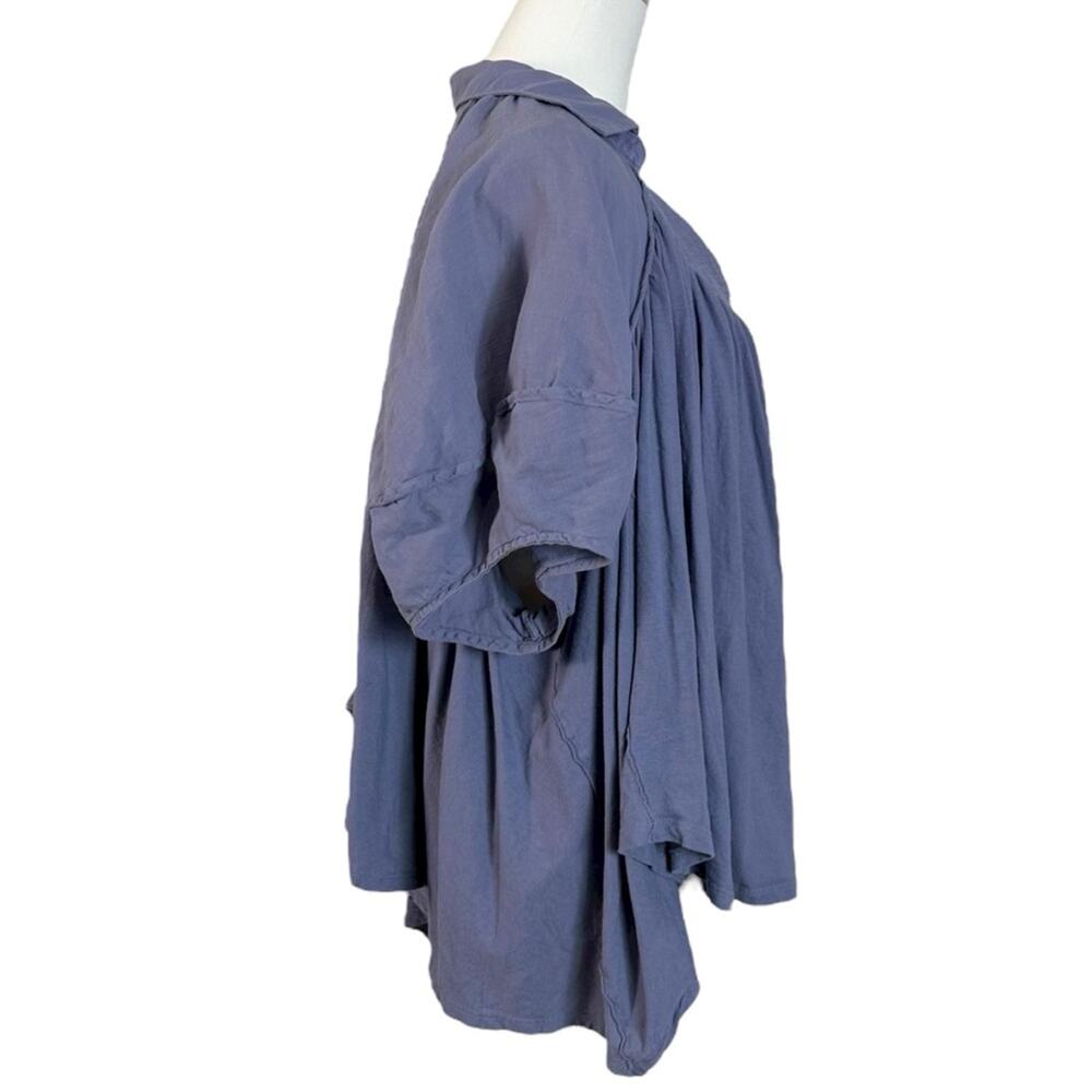 Free People Bohemian Billowy Oversized Sunray Babydoll Top Blue Granite Large - Picture 8 of 14